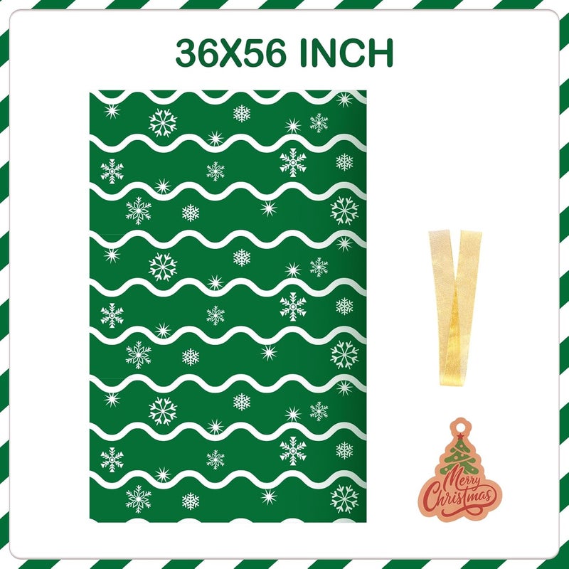 Sofier Large Christmas Gift Bags 36"x56" Holiday Gift Wrap Jumbo Christmas Bag for Gifts Giant Sacks for Presents Big Xmas Plastic Gifts Bags (Green Wave) - Image 3